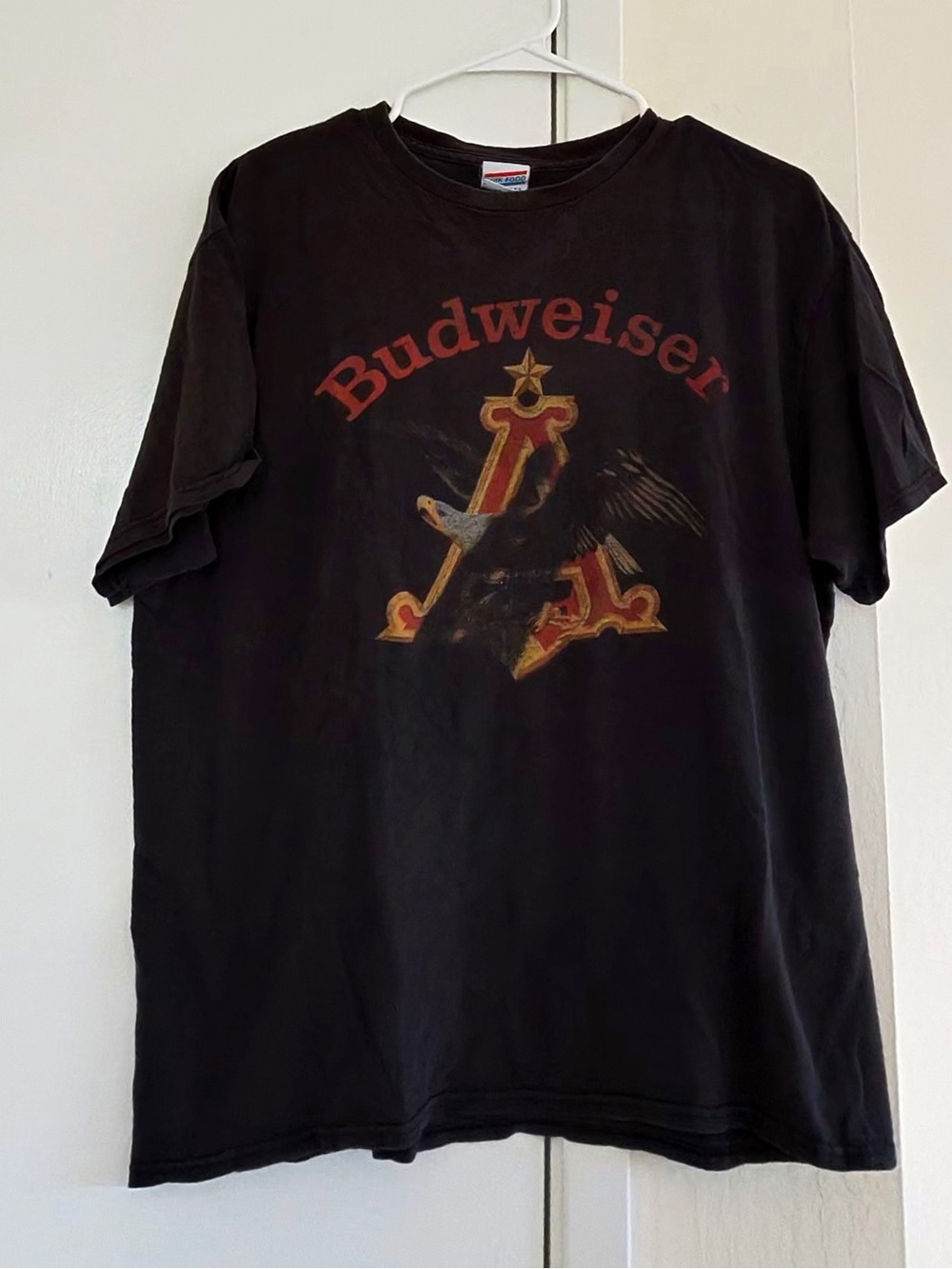 Junk Food Clothing Black Graphic Logo Tee with Red Accents